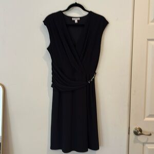 Lovely Dress Barn LBD size Large (11-12) V neck w/waist embellishment